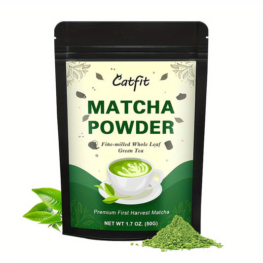 Catfit Matcha Powder Natural Unsweetened Without Additives, Matcha Culinary Grade For Lattes, Cooking, Baking 50g