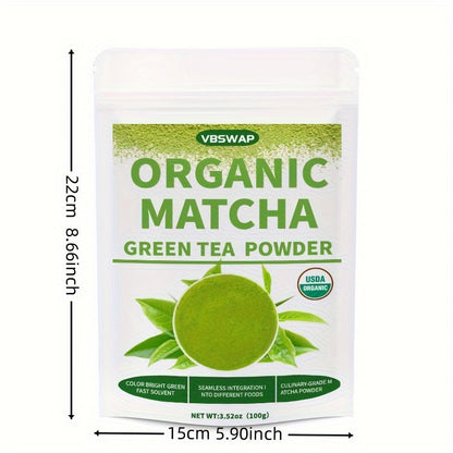 VBSWAP Organic Matcha Green Tea Powder, 3.52 Oz -100% Pure Matcha Powder, Used For Smoothies, Lattes, And Baking, Easy To Mix, Matcha Powder