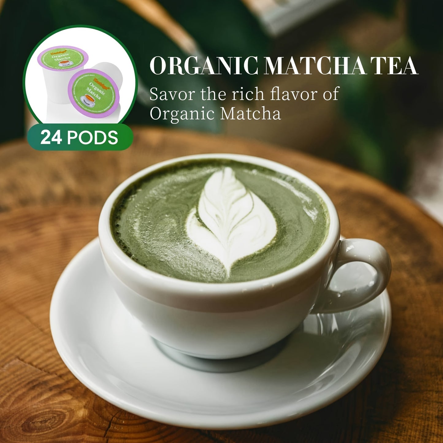 24pcs Matcha Green Tea K Cups for Keurig - Perfect for Matcha Lattes, Sugar-Free & Allergy-Friendly, Ideal Gift for Holidays