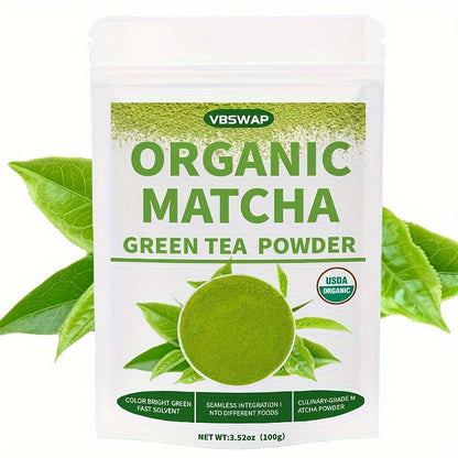 VBSWAP Organic Matcha Green Tea Powder, 3.52 Oz -100% Pure Matcha Powder, Used For Smoothies, Lattes, And Baking, Easy To Mix, Matcha Powder