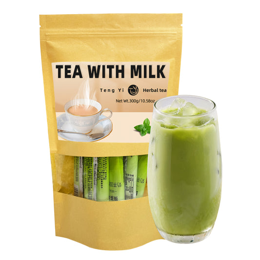 300g/10.58oz Matcha Flavored Instant Milk Tea Strips – BPA-Free, Convenient for Home, Parties, and On-the-Go Beverages (20g x 15pcs)