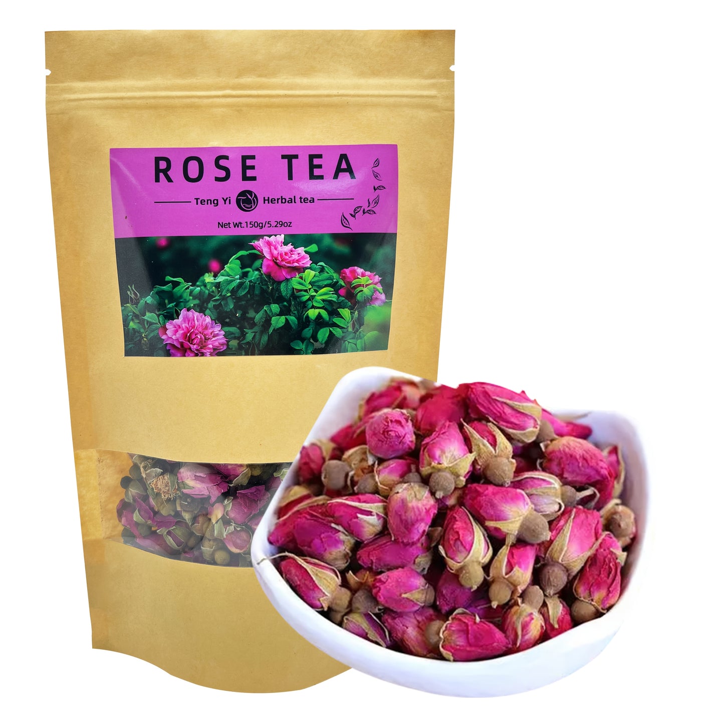 Double Petaled Rose, 150g/5.29oz Natural Dried Rose Petals, Suitable For Tea Drinks, Baking, DIY Crafts, Spices