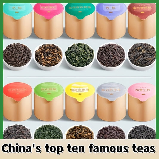 China'S Top Ten Famous Teas, Small Cans Of Tea, Chinese Tea Charm, Oolong Tea, Tieguanyin Black Tea, Jin Junmei Souchong, White Tea, Green Tea, Narcissus, Cinnamon Tea, Self-drinking Gifts, Gifts For Elders And Colleagues, 10